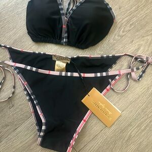 Black Bikini with Plaid Trim